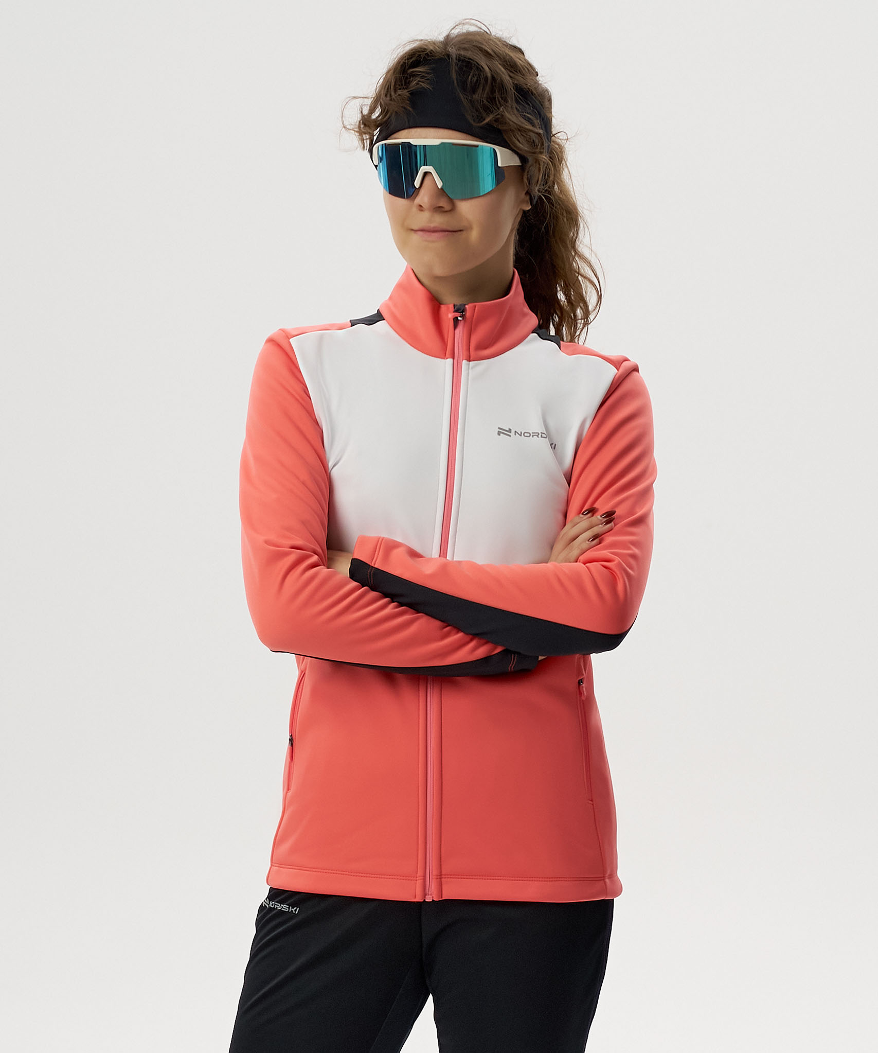 Тренировочная куртка Nordski Advance White/Coral/Black W